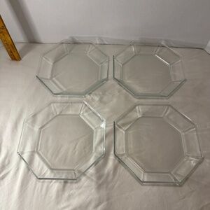 Arcoroc OCTIME Clear Set Of 4 Bowls 5 6/8” Octagonal Sided Glass France